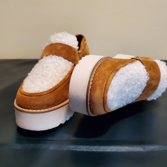 NWT$295 Vince Zola Platform Shearling Suede Loafer Slide Sneaker Shoe - Picture 10 of 12